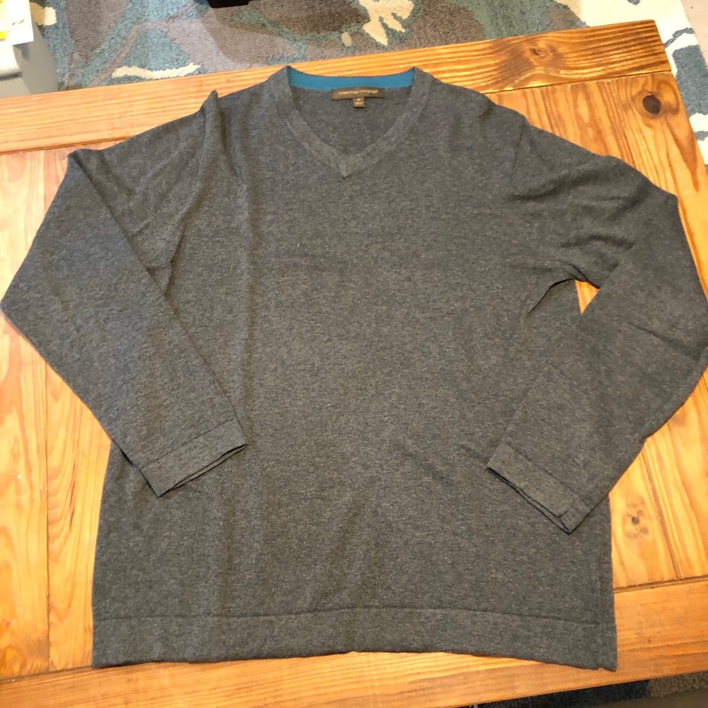 Sebastian Cooper V-Neck Gray Cotton Sweater M